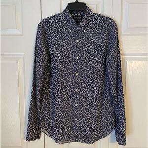 Bonobos Men's Medium Slim Fit Long Sleeve Button Up Blue Floral Shirt